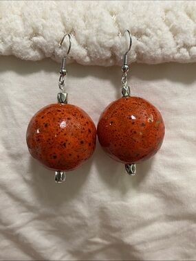 Good Vibes Only Orange Speckled Bead Drop Earrings